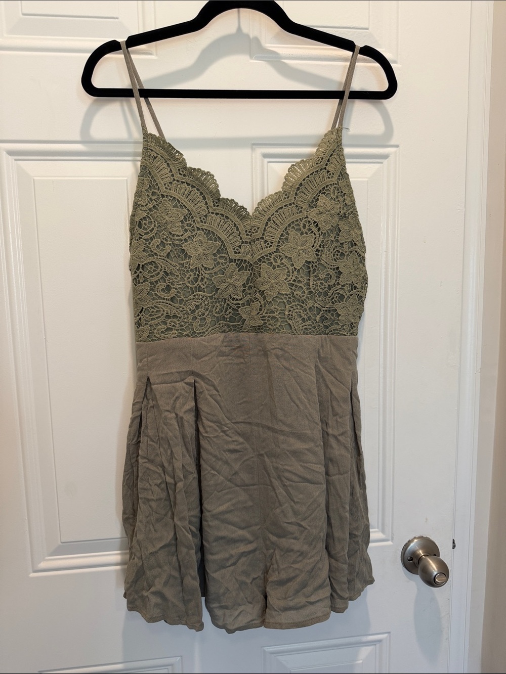 LA MIEL Olive Lace-Top Romper